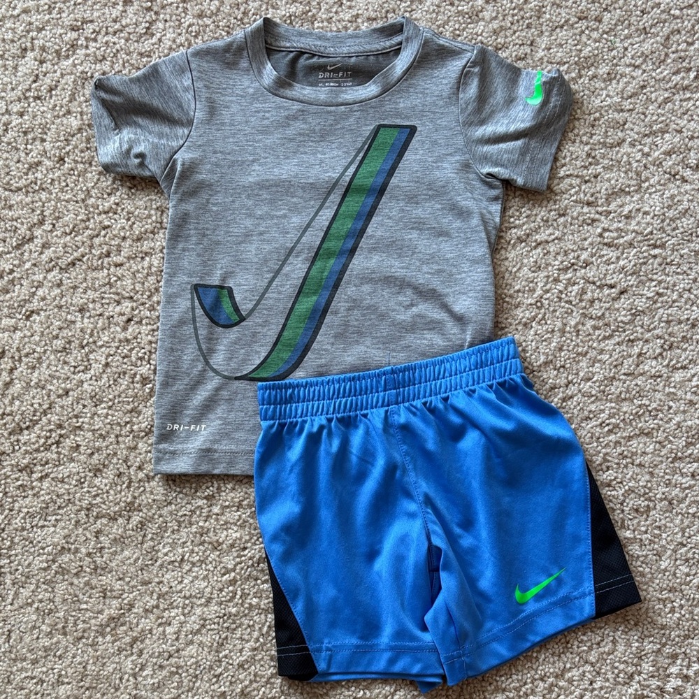Nike Gray Tee and Blue Shorts Set